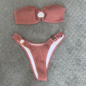 Brown strap less bathing suit